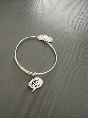 Silver 'How You Doin?' Charm Bangle Bracelet - Women Jewelry